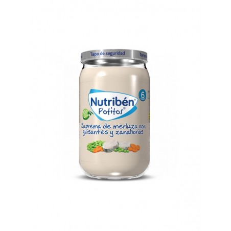 Nutribén Potitos Suprema de Merluza con Guisantes y Zanahorias 235gr