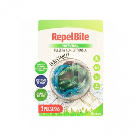 Repel Bite Natural Pulsera Cuerdas Citronela 3uds