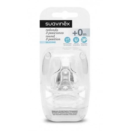 Suavinex Tetina Silicona 3 Posiciones 0M+ 2 uds