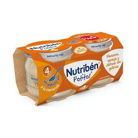 Nutribén Potitos Introducción a la Manzana, Naranja y Plátano con Galletas (Bipack) 2x120gr