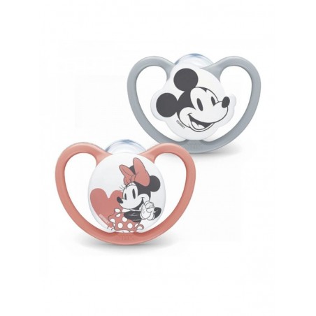 Nuk Chupete Silicona Space Mickey y Minnie 6-18M 2uds