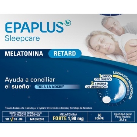 Epaplus Sleepcare Melatonina Pura Retard 60 Comprimidos