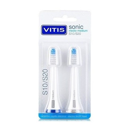 Vitis Sonic S10/S20 Cabezal Recambio Cepillo Eléctrico Medium 2 uds