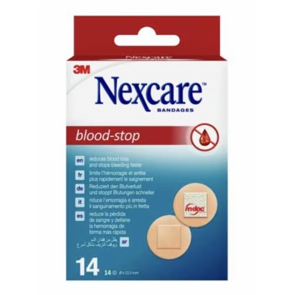 Nexcare Blood Stop Aposito Adhesivo Redonda 22.5 mm 30 u
